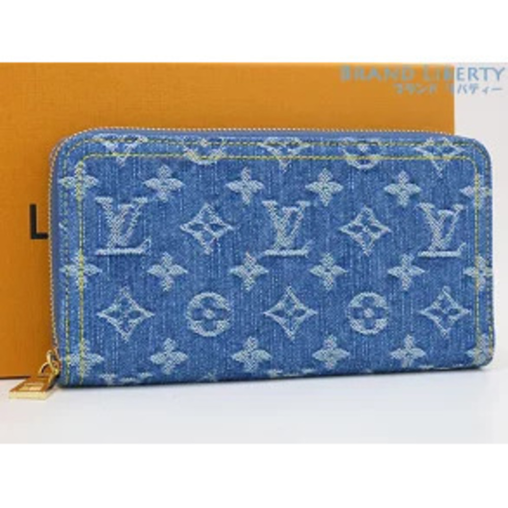 Louis Vuitton Monogram Denim LV Remix Zippy Wallet Round Zipper Long Blue